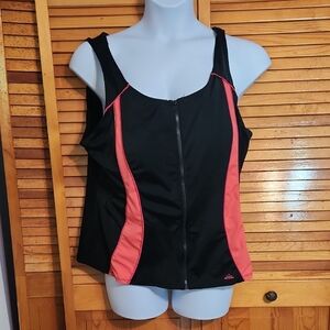 Adidas Women's Black Tank Top with Pink Stripes